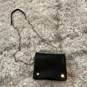 FAUX LEATHER PURSE Black and Gold Purse